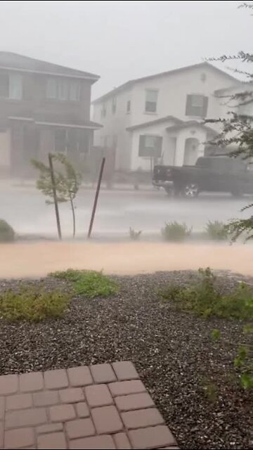 Sideways rain in Queen Creek by Sarah Harshey