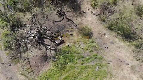 Destroyed Ukrainian Infantry Vehicle After A Direct Hit By Artillery In The Artemovsk Region