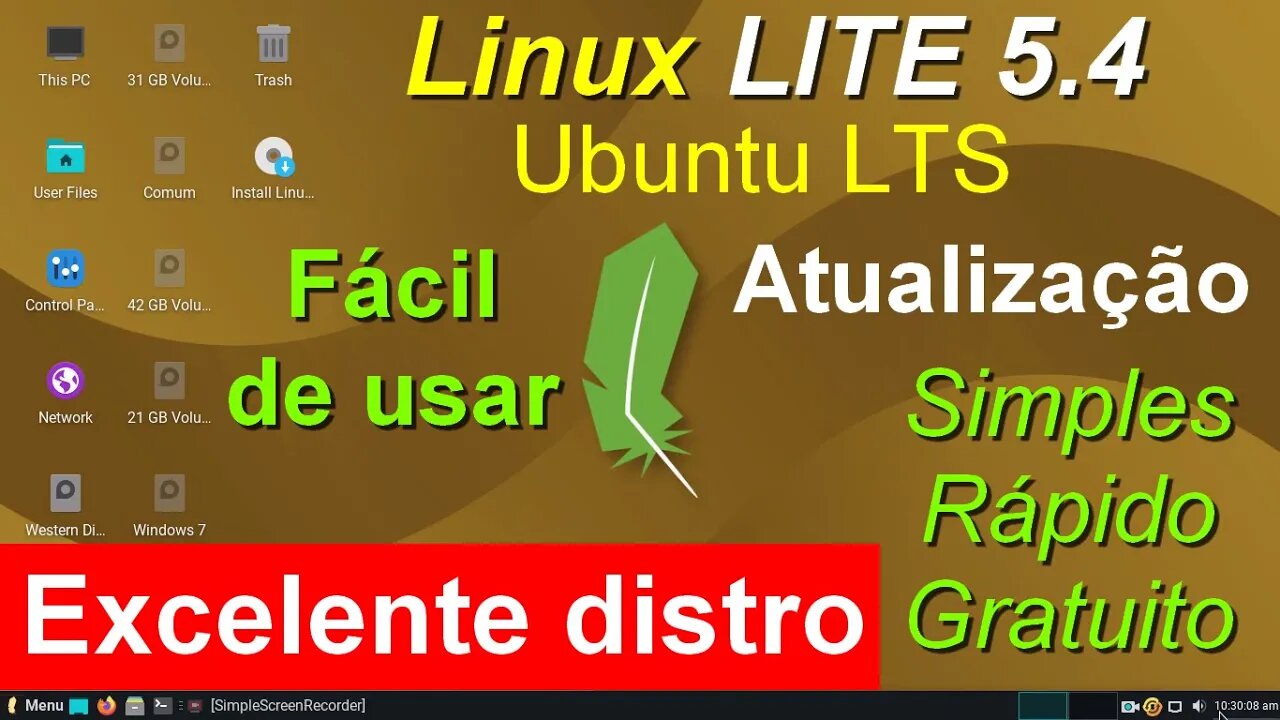 Linux Lite 5.4 baseado no Ubuntu LTS Atualização. Amigável, Simples, Rápido, Gratuito Fácil de Usar