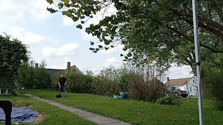 Conditioned Strength: 50 LB Slam Ball Over The Shoulder Throw With A Sprawl 75 Times.