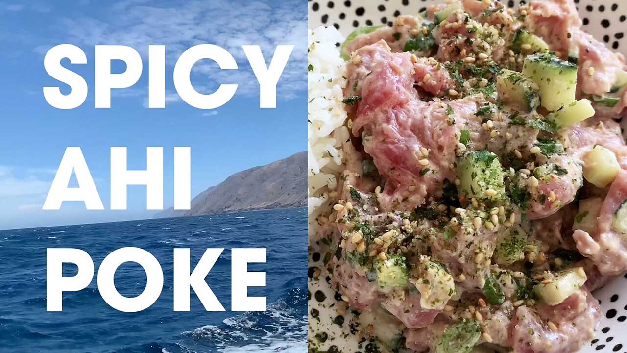 Scrape bone meat Bluefin Tuna | SPICY AHI POKE | Catch N Cook