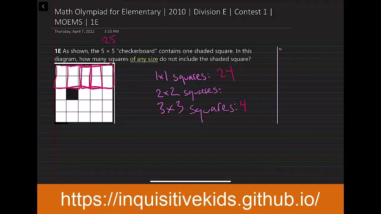 Math Olympiad for Elementary | 2010 | Division E | Contest 1 | MOEMS | 1E