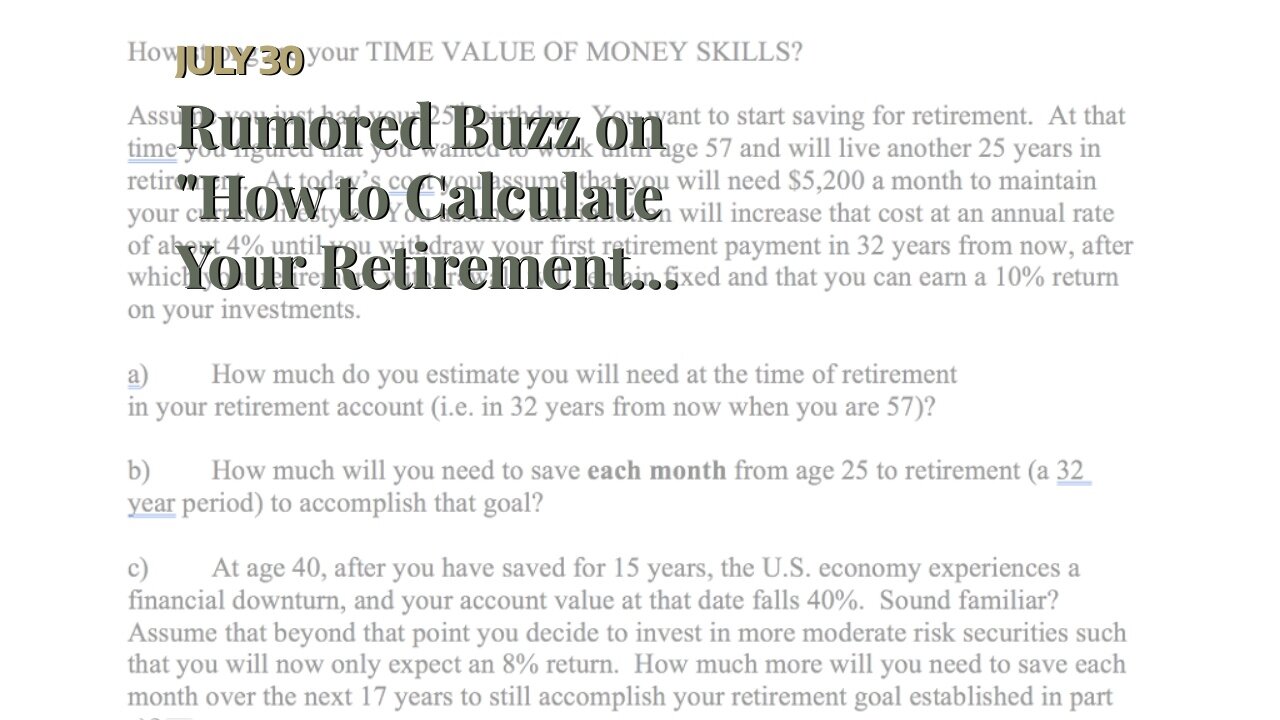 Rumored Buzz on "How to Calculate Your Retirement Savings Goals"