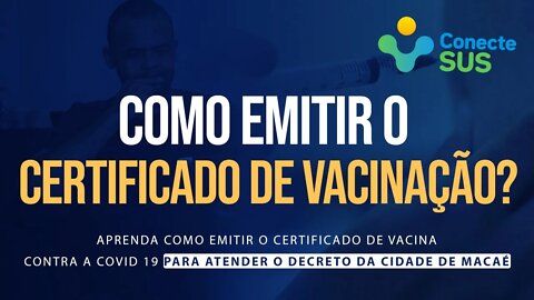 ConectSus - COMO EMITIR O CERTIFICADO DE VACINAÇÃO?