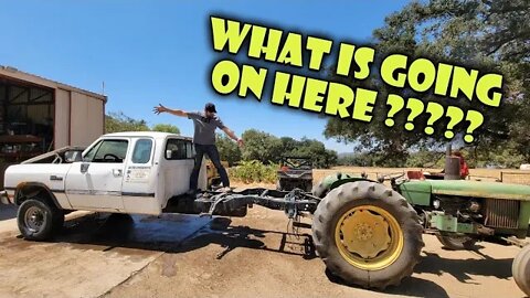 TRYING To MOVE This Old First Gen Dodge With No Rear AXLES !!! PLUS STARTING THE TEAR DOWN !!!