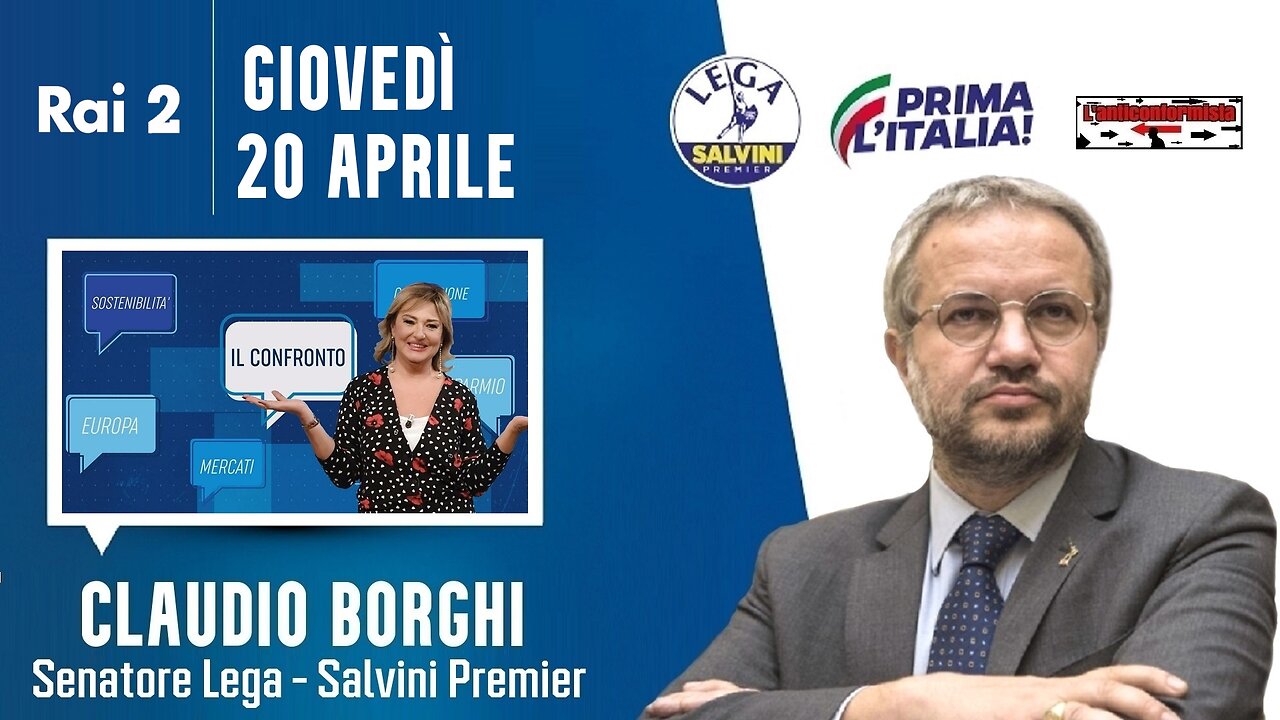 🔴 Sen. Claudio Borghi ospite a IL Confronto su Rai2, trasmissione condotta da Monica Setta (20/4/23)