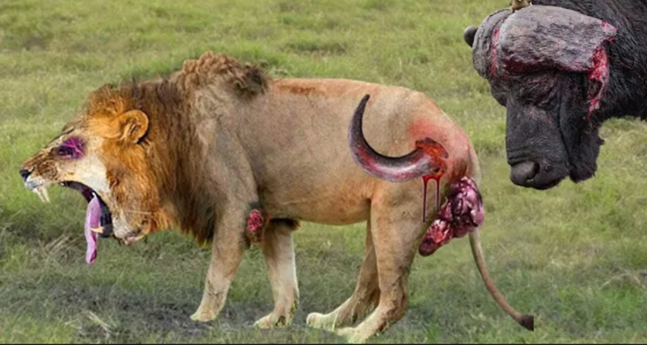 Shocking Moments When Painful Lions Are Attacked And Tortured By Africa's Deadliest Preys