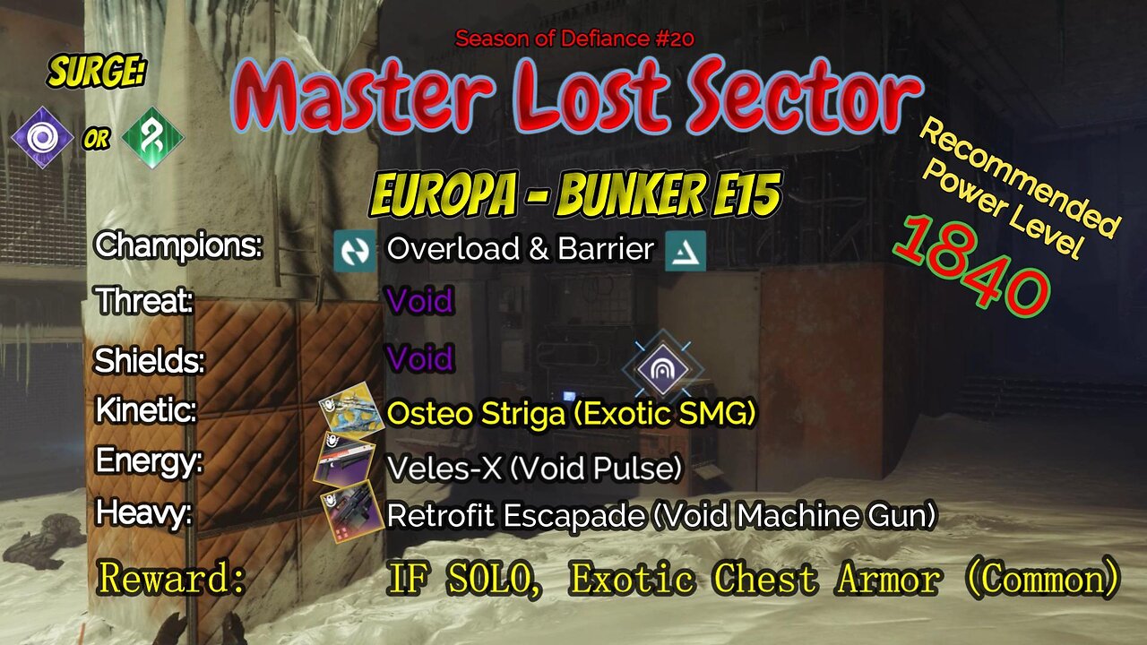 Destiny 2 Master Lost Sector: Europa - Bunker E15 on my Void Hunter 5-14-23