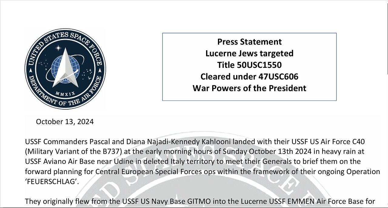 Lucerne Jews targeted Title 50USC1550 Cleared under 47USC606