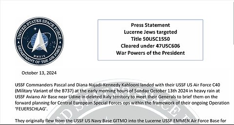 Lucerne Jews targeted Title 50USC1550 Cleared under 47USC606