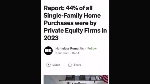 🇺🇸 In 2023 44% of Single Family Homes were acquired by Private Equity Firms