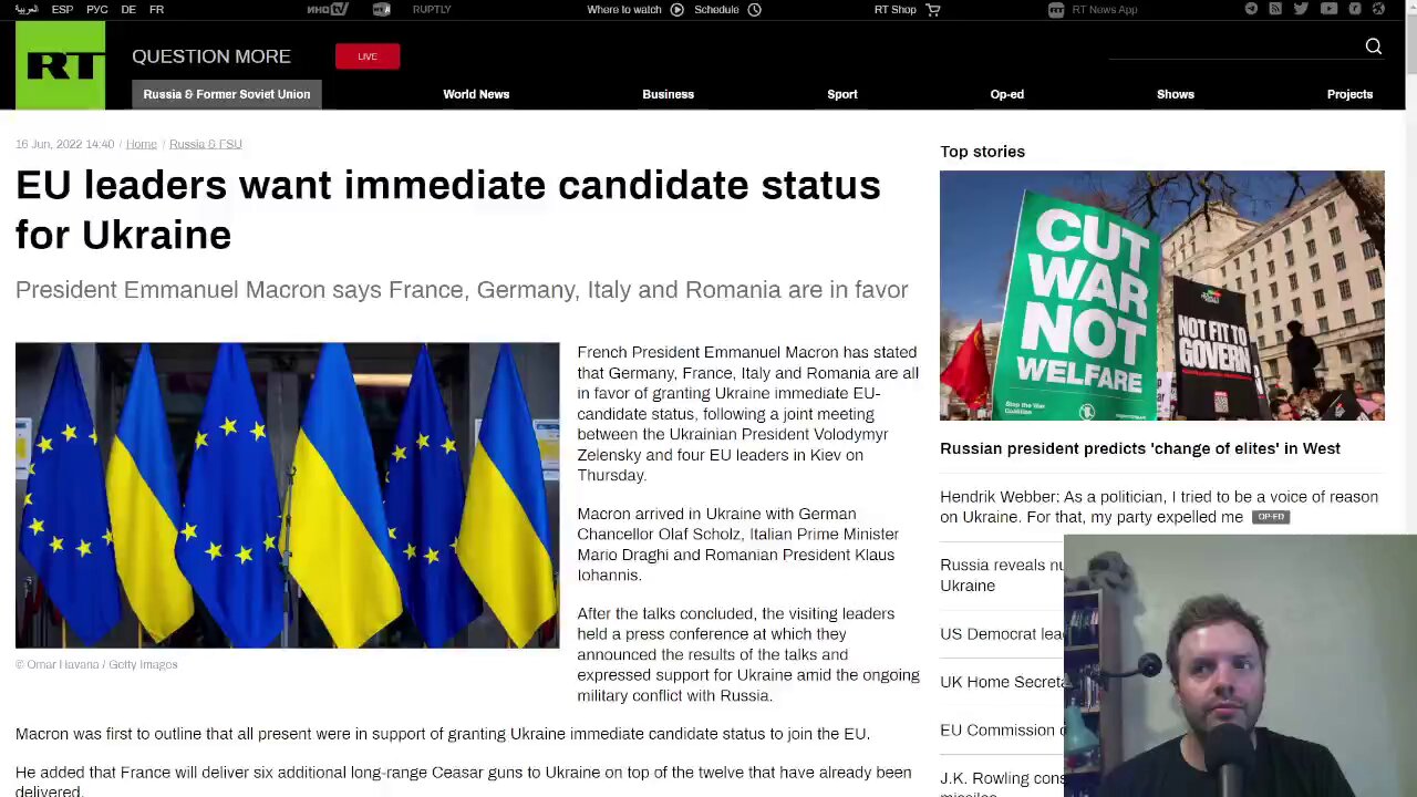 Germany, France, Italy and Romania in favor of granting Ukraine immediate EU-candidate status