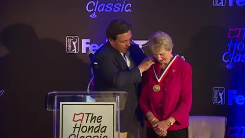 Florida Gov. Ron DeSantis presents Medal of Freedom to Barbara Nicklaus at Honda Classic