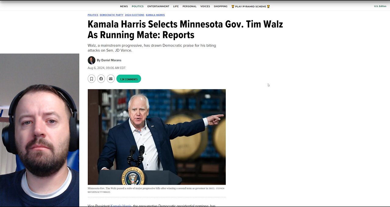 Harris Selects FAR LEFT Tim Walz As VP Pick, Harris' Website Doesn't List Policy Positions