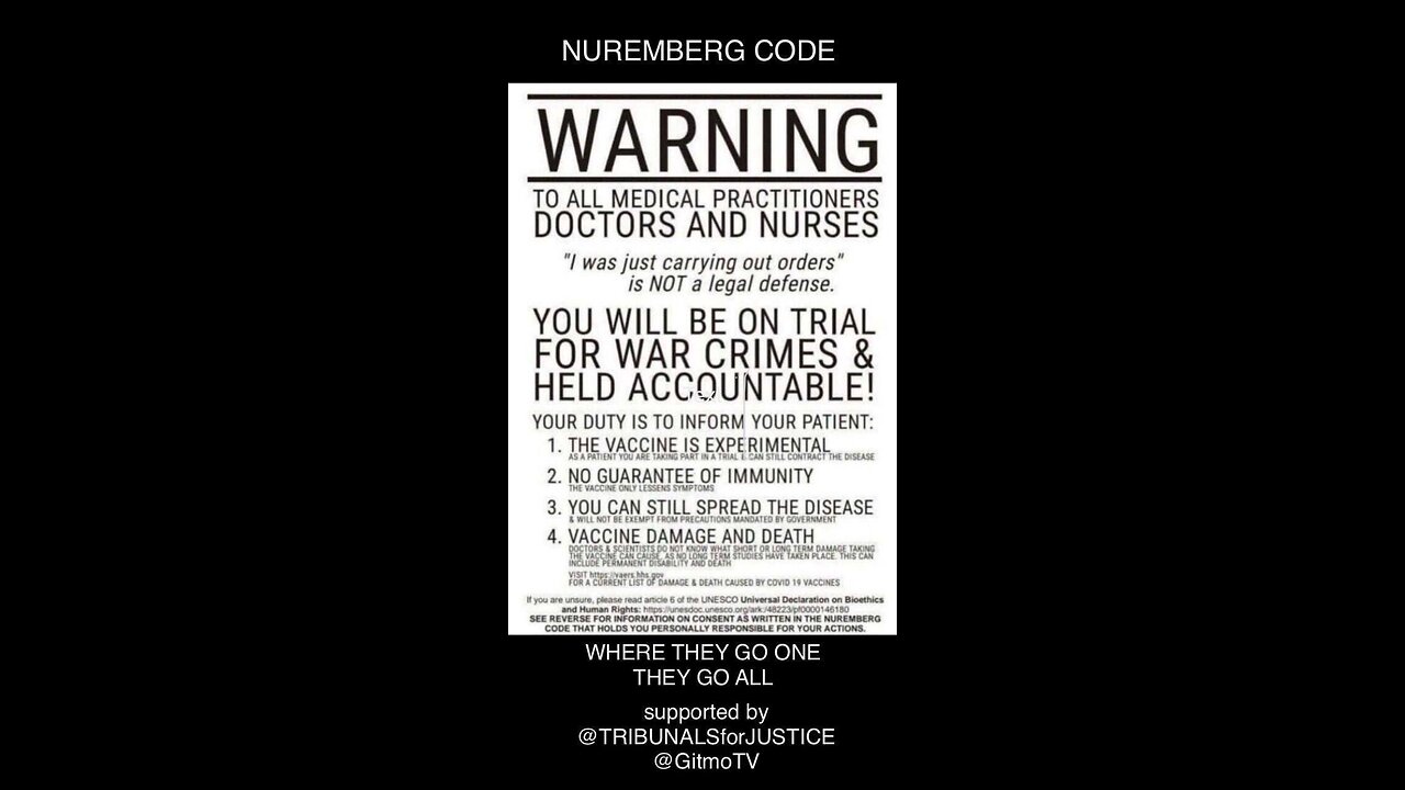 NUREMBERG CODE ACTIVE - NO AMNESTY