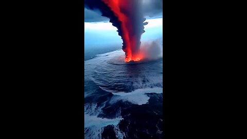 Muncul sebuah Lava api di tengah laut