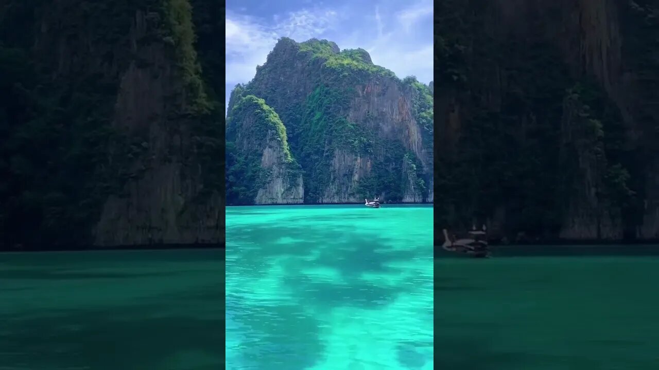 Boat rides through Pileh Lagoon in Krabi, Thailand #shorts