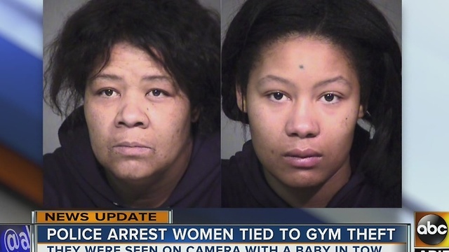Woman accused of stealing from gyms with 10-month-old in tow