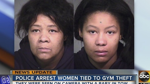 Woman accused of stealing from gyms with 10-month-old in tow