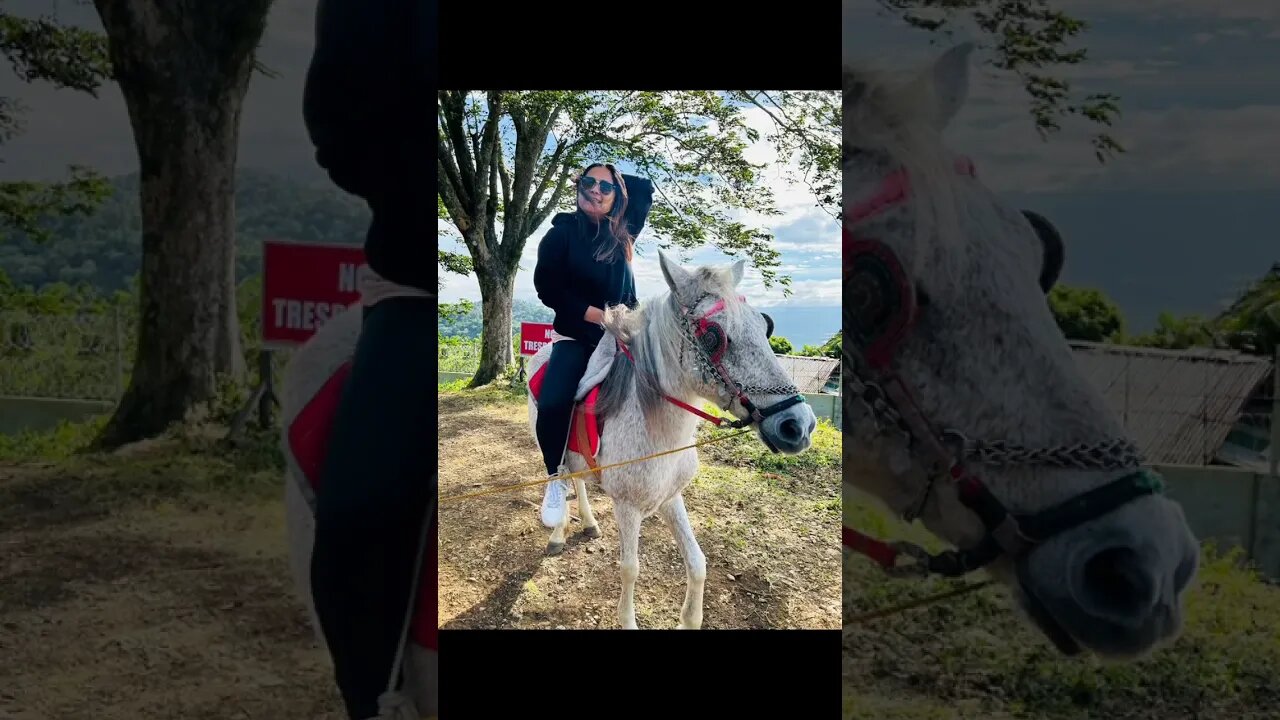 Mommy Ching Ching on a horse- beautiful wife in the Philippines in holiday