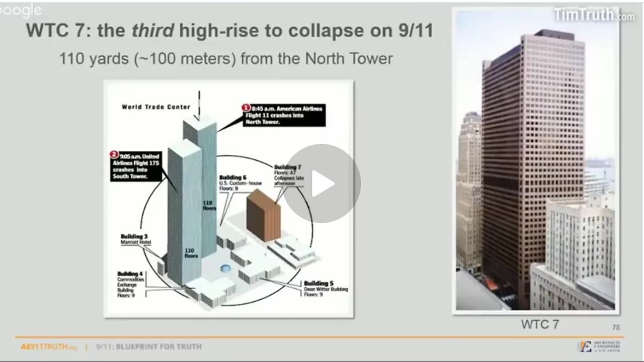 Sep 11, 2001. Three buildings fell in New York City. Building Number Seven