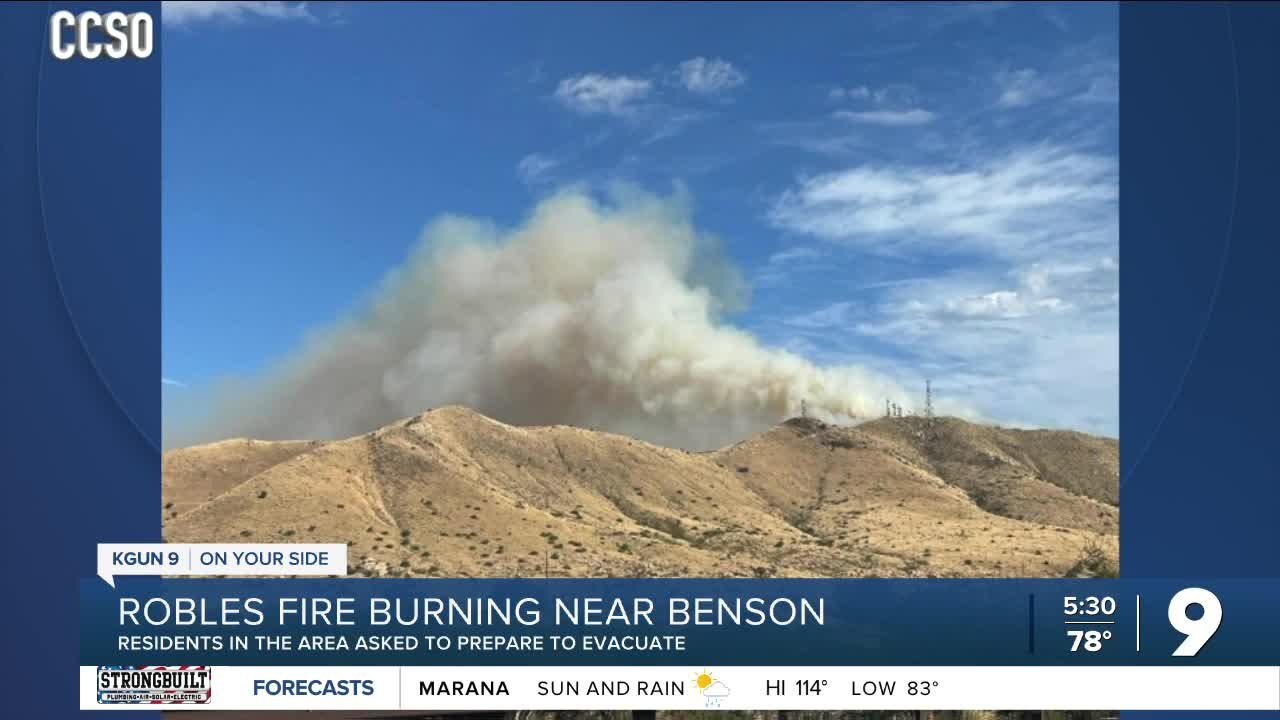 Evacuation orders in place for Robles Fire burning near Benson