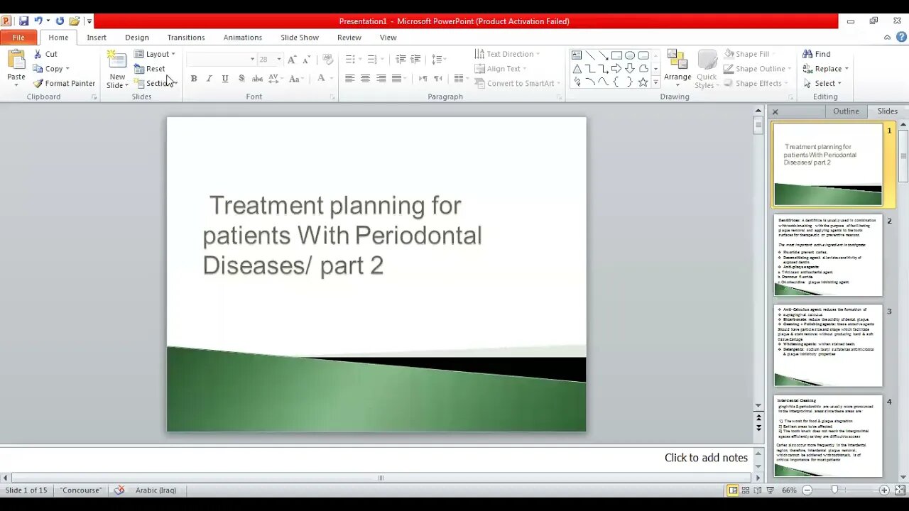 Periodontology L15 part2 (Treatment planning for patients with periodontal diseases)