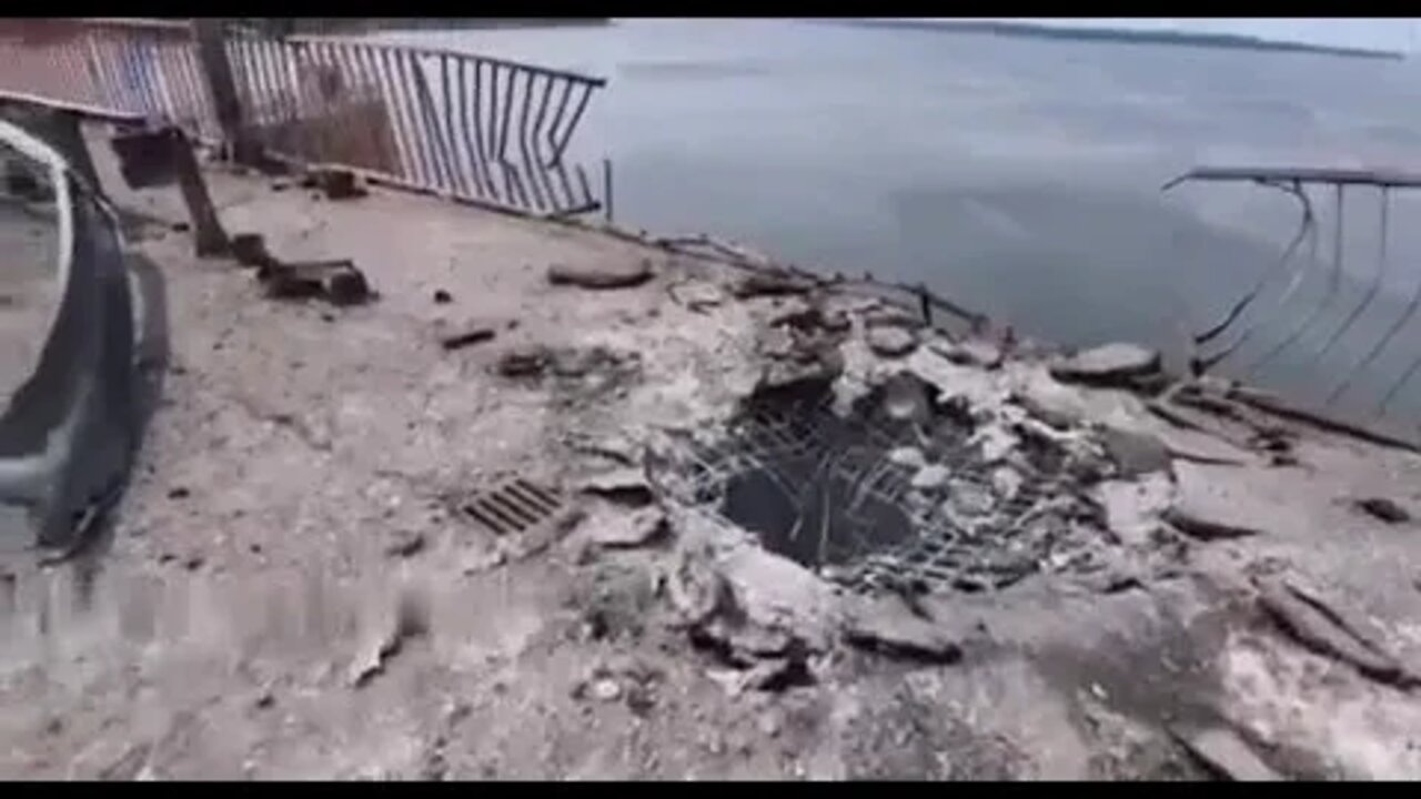 Aftermath Of The Ukrainian Missile Strike On The Kakhovskaya Hydroelectric Power Station Bridge