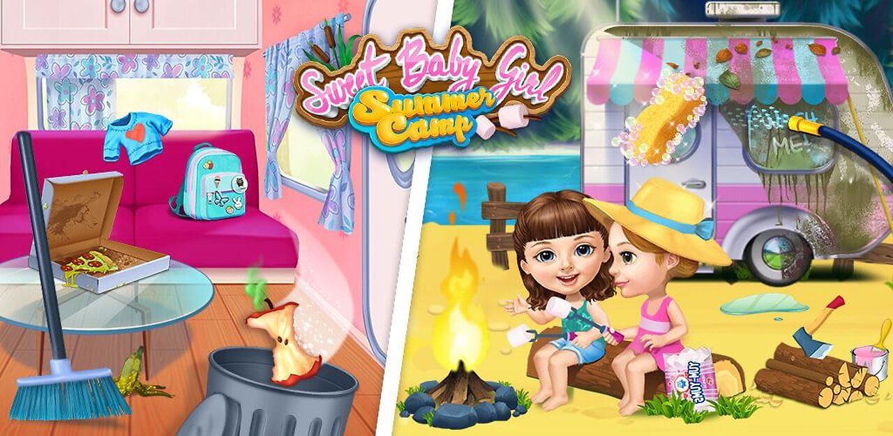 Sweet baby girl summer camp game/ Camper cleaning/ TUTOTOONS/viral game/ Andriod gaming land