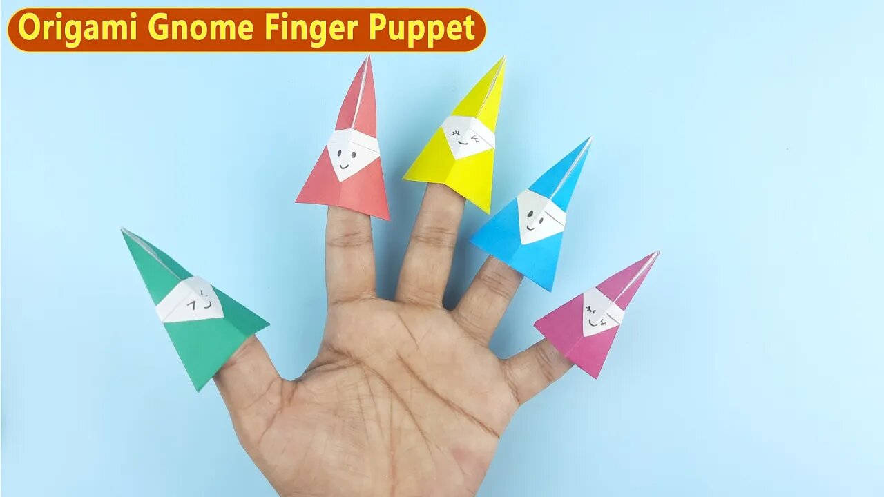 Origami Gnome Finger Puppet - Holiday Finger Easy Paper Crafts