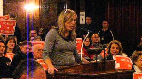 A woman Speaking against Slots in Leominster at the Gaming Comission Meeting 1-28-14