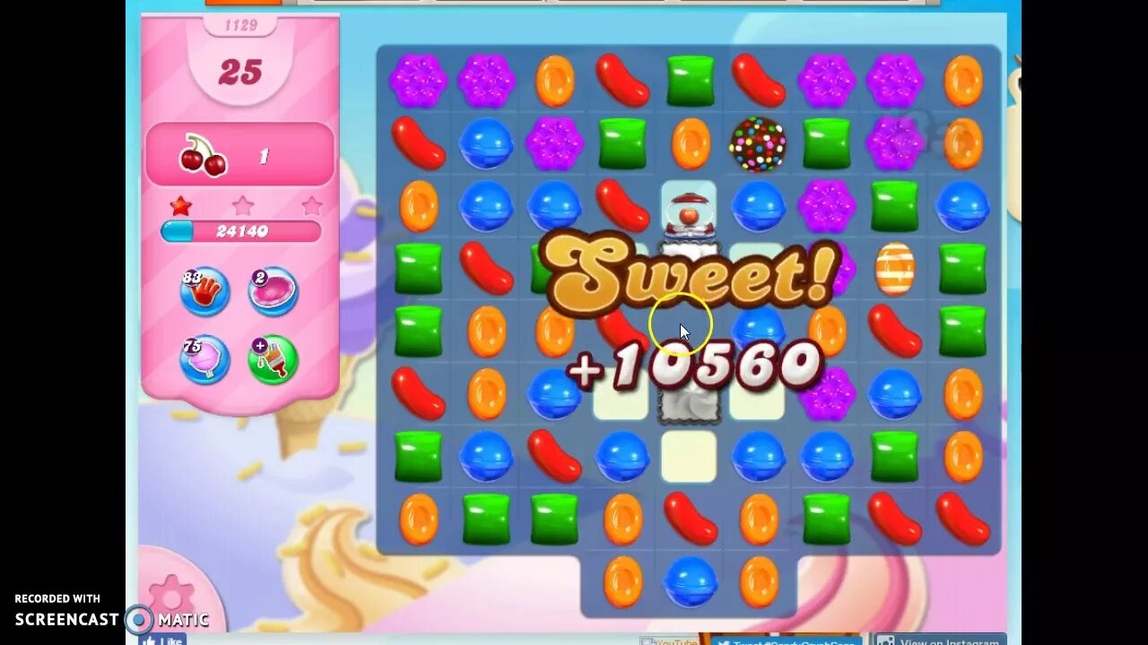 Candy Crush Level 1129 Audio Talkthrough, 1 Star 0 Boosters