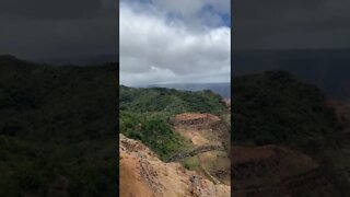 Spotlight on the canyon rocks at Waimea canyon state park, Kauai Hawaii.