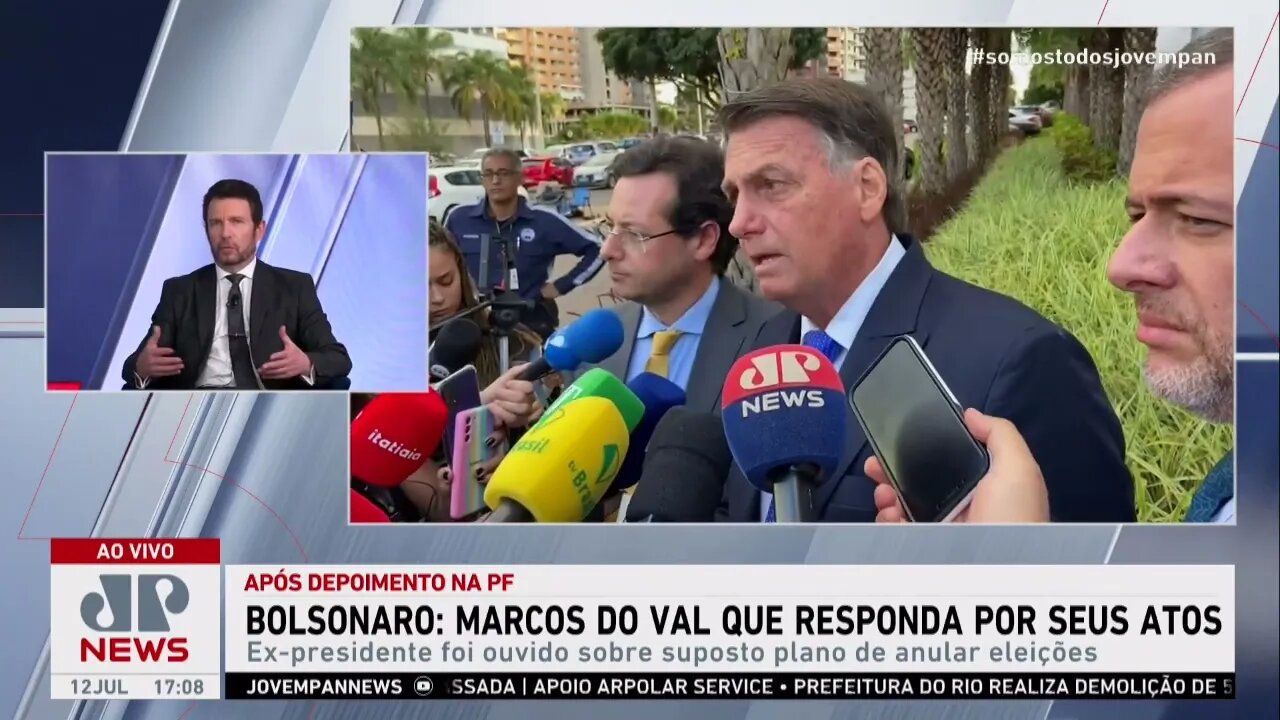 Após depoimento na PF, Bolsonaro afirma que não denunciará Marcos do Val