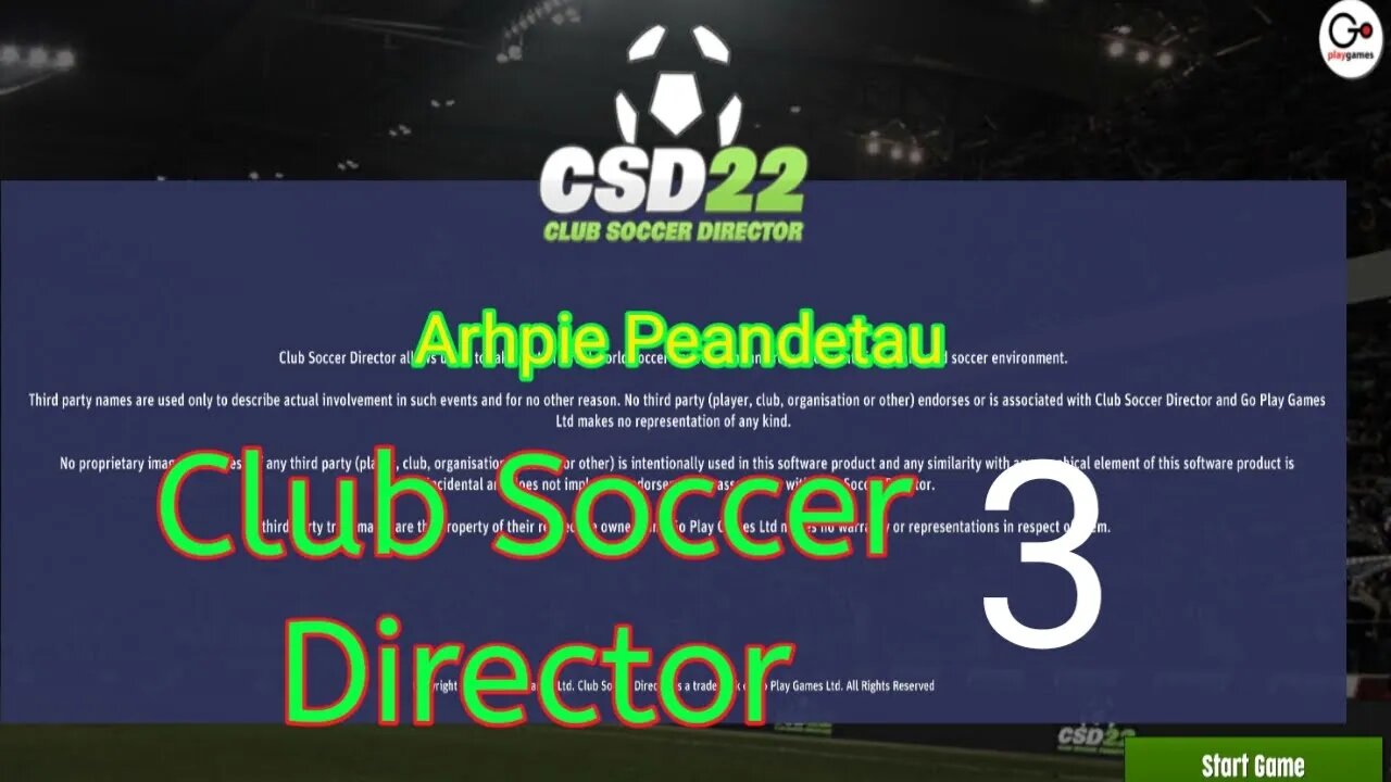 Club Soccer Director (CSD22) pertandingan debut, friendly match