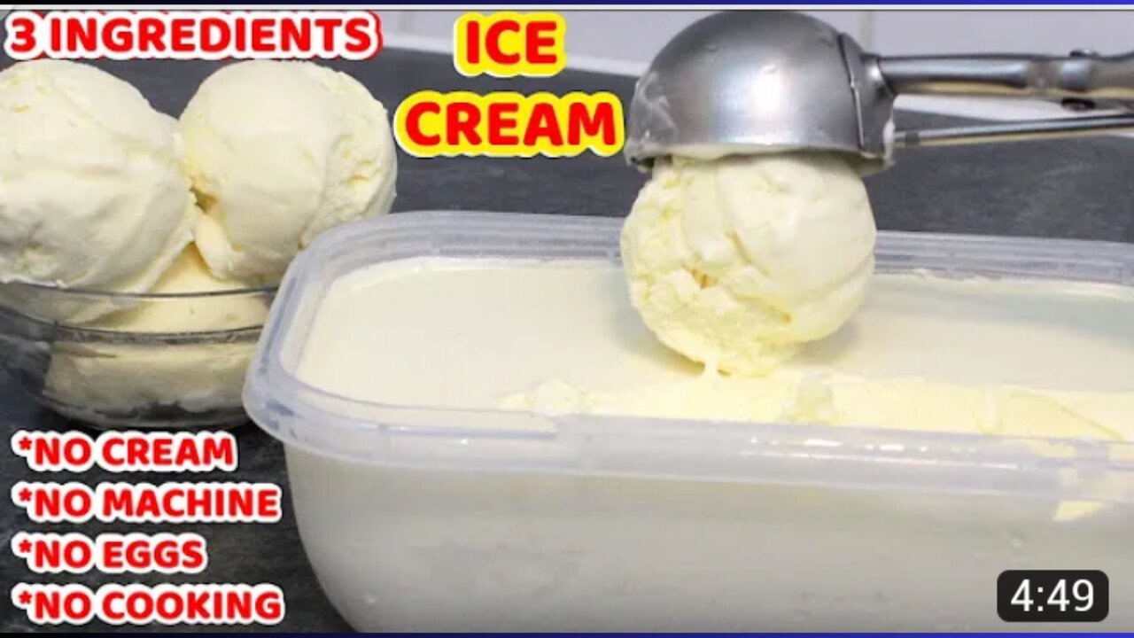 HOW TO MAKE YOUR HOME MADE VANILLA ICE CREAM, WITH JUST 3 INGREDIENTS.