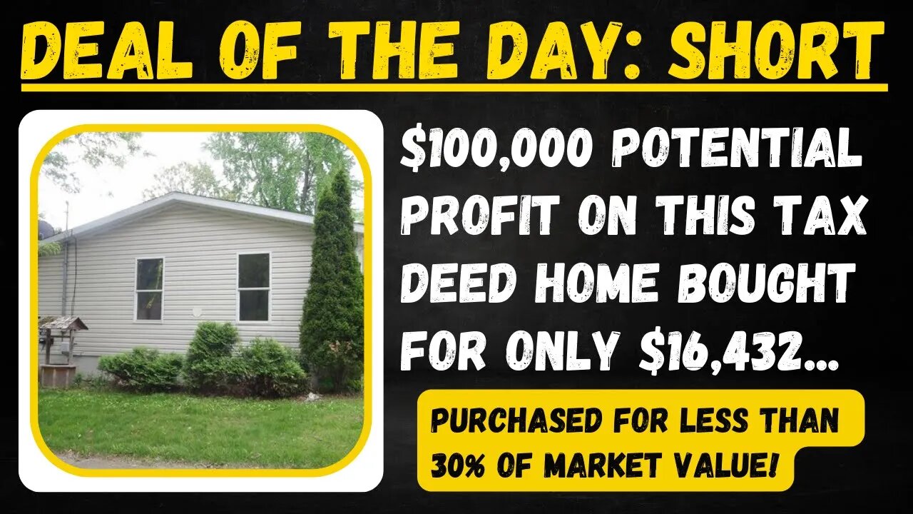 $100,000 POTENTIAL PROFIT ON TAX DEED HOMES: MICHIGAN HOME SELLS FOR 16K!