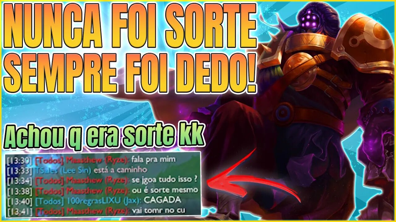 RYZEN TOMOU UM ESTOURO NA RANKED E TILTOU FALANDO Q ERA SORTE MINHA - LEAGUE OF LEGENDS 2020