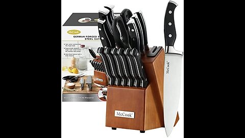 McCook MC25A Knife Sets,15 Pieces German Stainless Steel Kitchen Knife Block Set with Built-in...