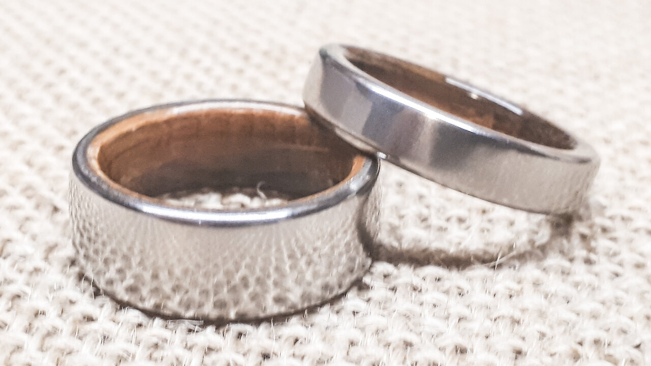 Titanium and Whisky Barrel Ring