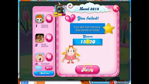 Candy Crush Level 3618 Talkthrough, 16 Moves 0 Boosters