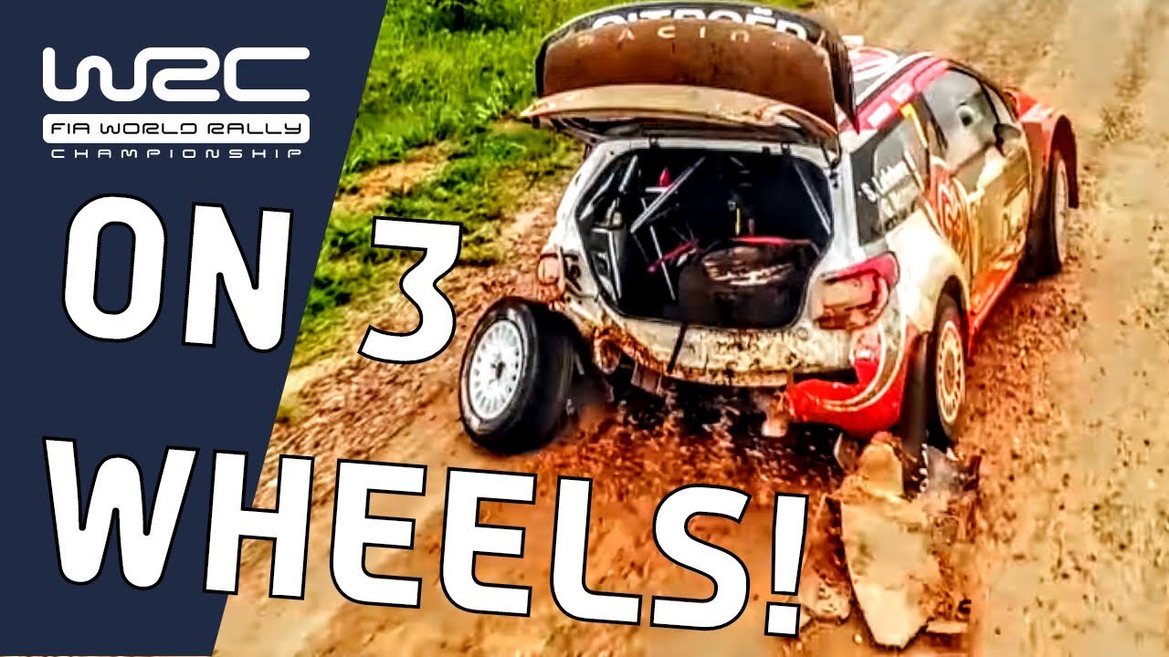 Famous 3 wheel drives - Rally wrecks on public roads - Driving a broken rally car on normal streets!