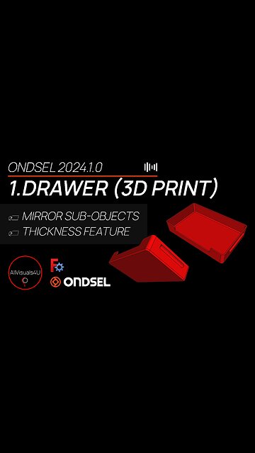 🗃 Ondsel Tutorial - Design This Drawer - FreeCAD Part Design - FreeCAD Thickness | #Shorts