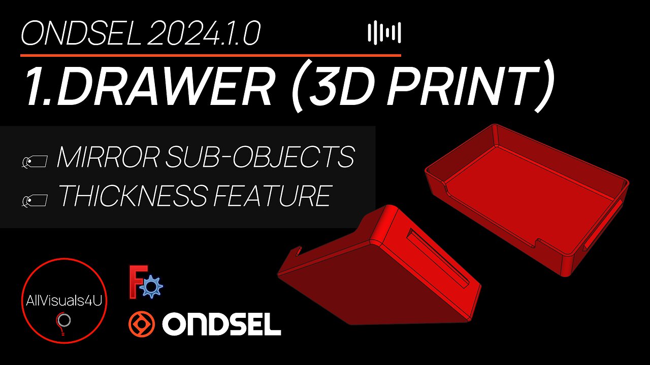 🗃 Ondsel Tutorial - Design This Drawer - FreeCAD Part Design - FreeCAD Thickness | #Shorts