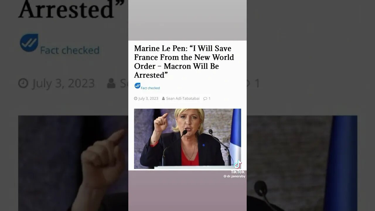 #marinelepen Claims She Will #Save #France From #NWO & Have #Macron Arrested. #lepen