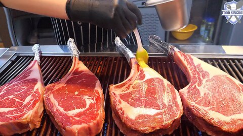 Charcoal grilled tomahawk and unique tomato and carrot kimchi / Korean meat restaurant