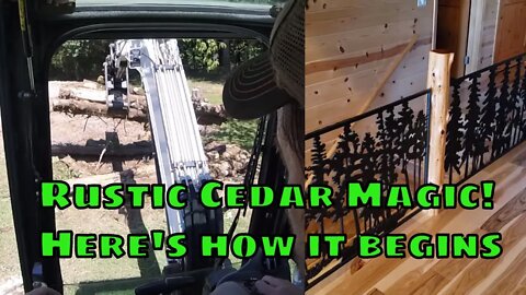 Excavator action & Illinois Custom Rustic Red Cedar