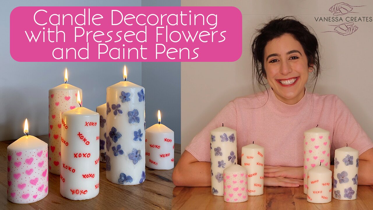 DIY Candle Decorating with Pressed Flowers and Paint Pens