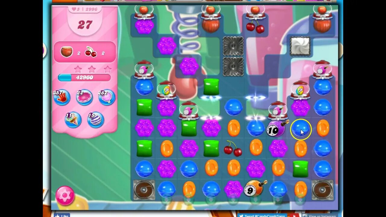 Candy Crush level 2996 Talkthrough, 40 Moves 0 Boosters