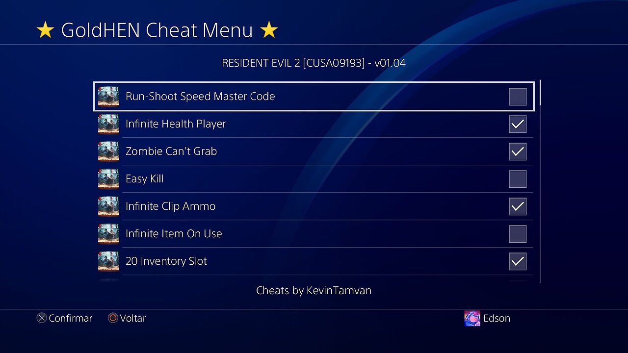 Resident Evil 2 Remake [CUSA09193] Update v1.04 JSON CHEATS ( PS4 GOLDEN HEN 5.05 - 9.00 )